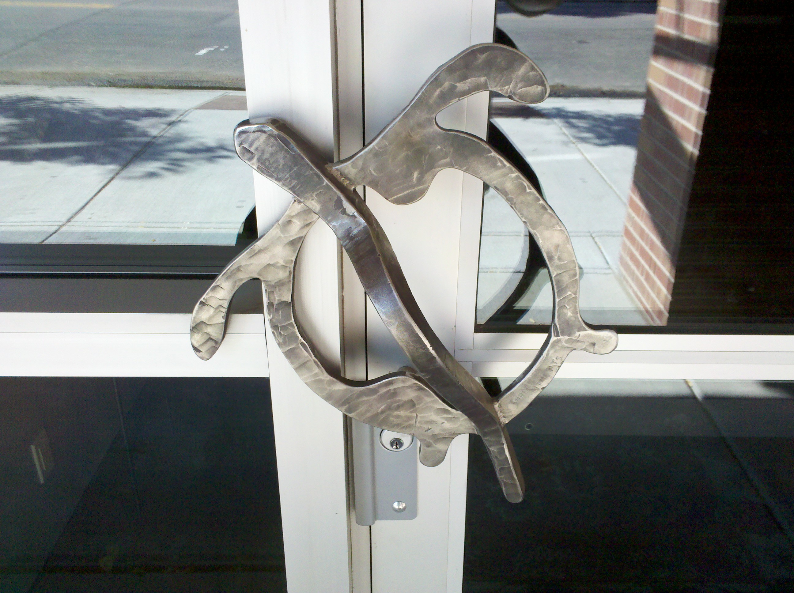 hand forged stainless steel turtle door handle