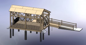 3d Model of timber frame outdoor pavillion