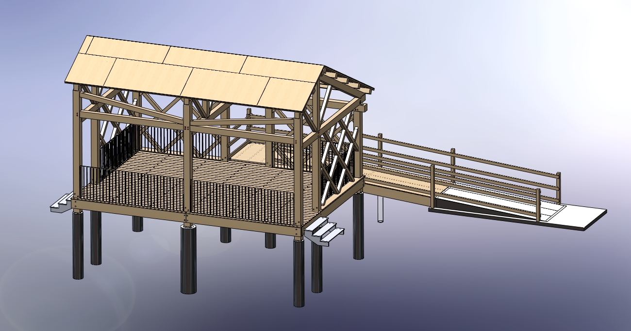 3d Model of timber frame outdoor pavillion
