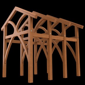 3D rendering using SolidWorks of a bent Three Elements Timberworks built.