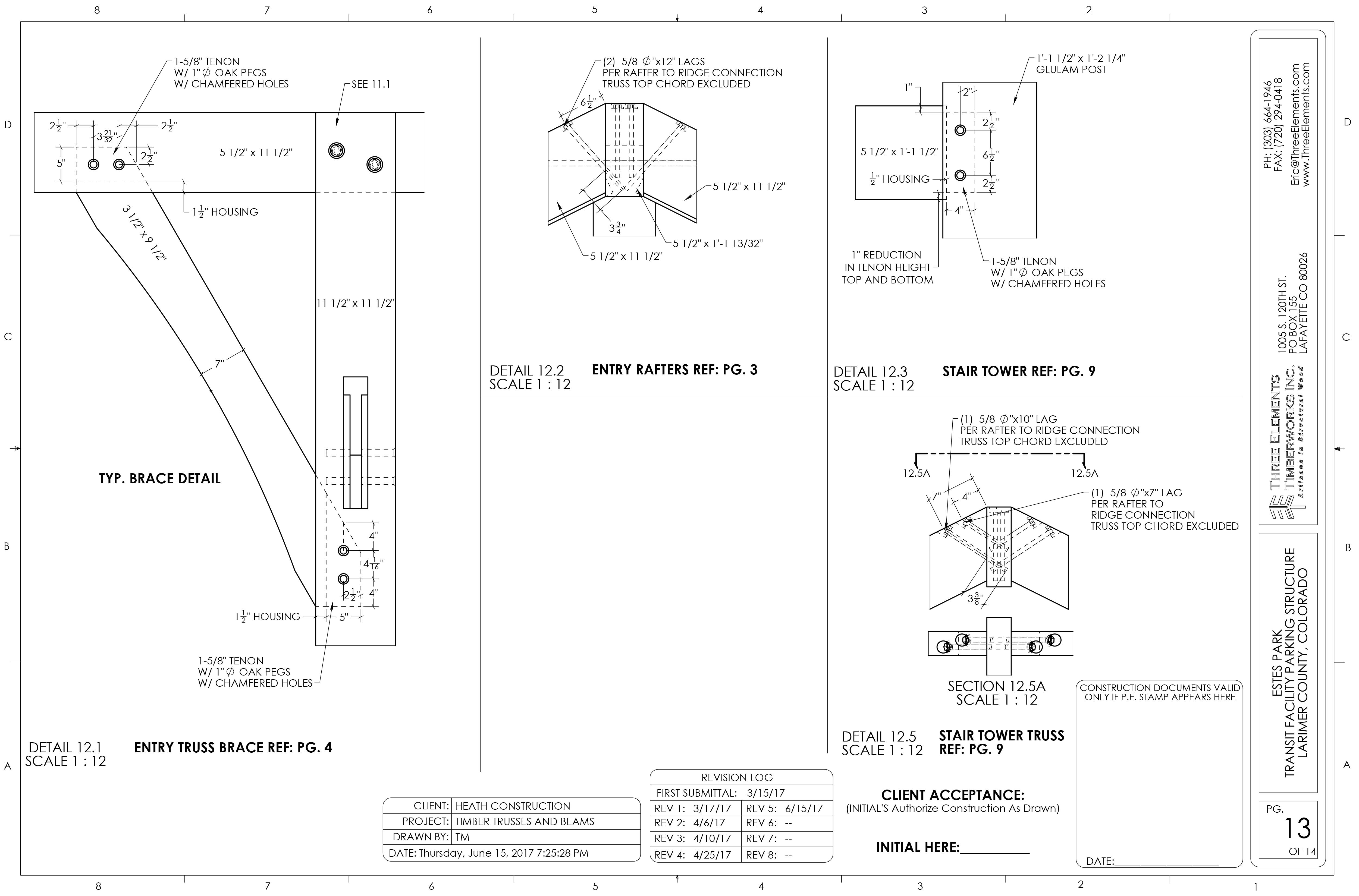timber frame shop drawings for Estes Park parking garage
