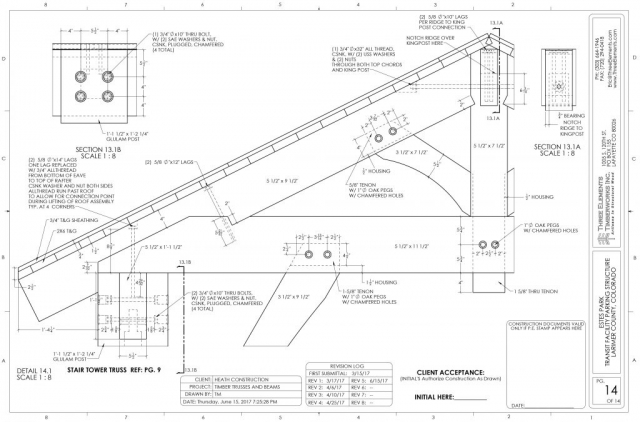 timber frame shop drawings for Estes Park parking garage