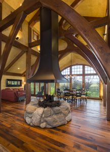 timber frame in living room